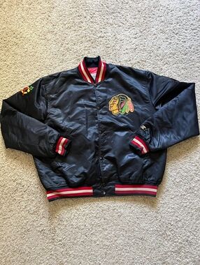 Starter Chicago Blackhawks VTG Bomber Jacket Size XL